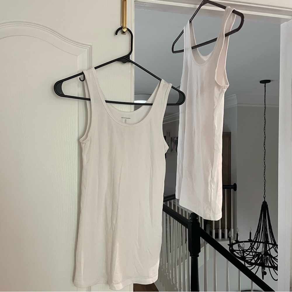Set of two Amazon Essentials basic white layering tanks